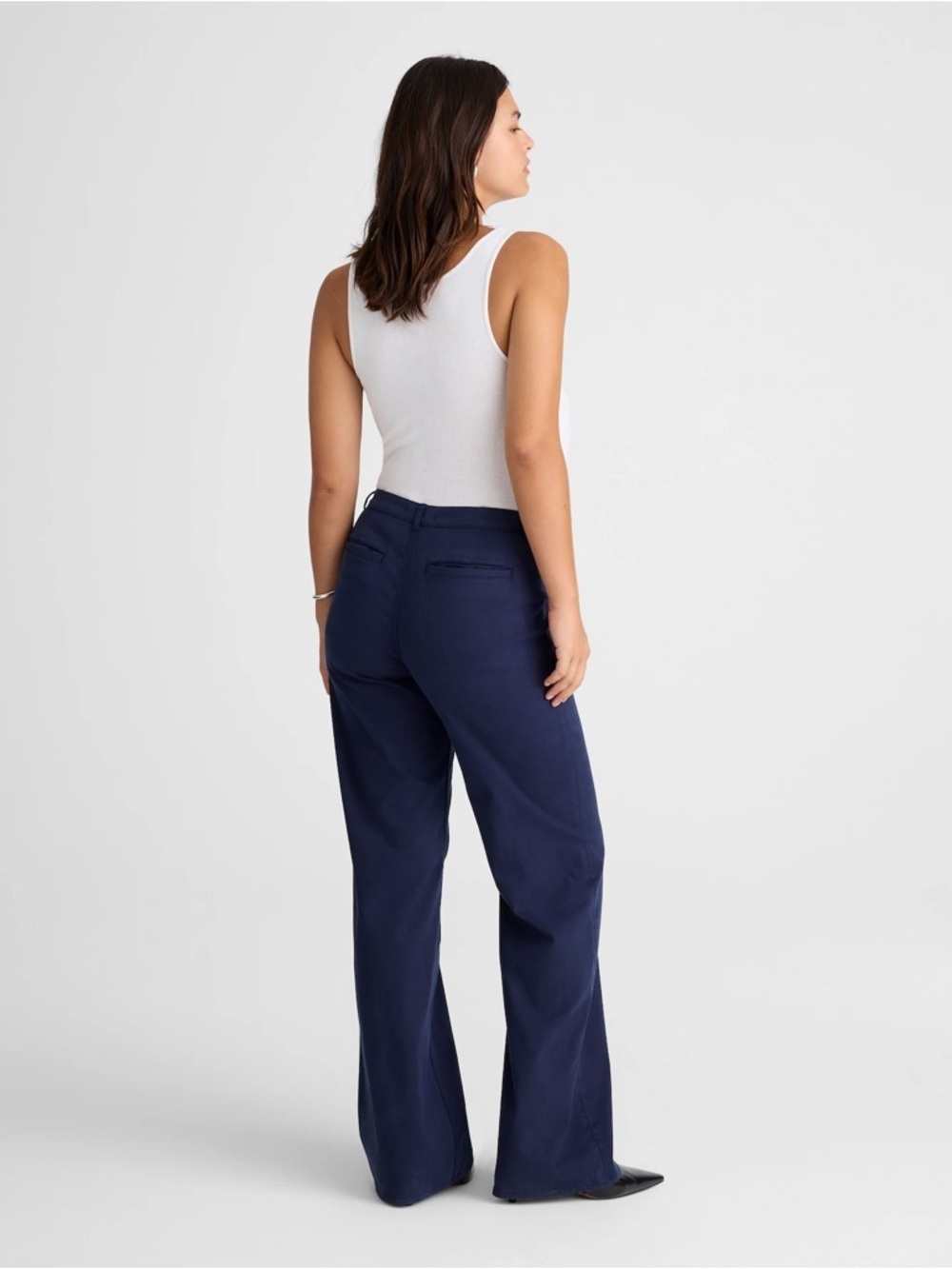 Madewell The Wide-Leg Pant in Twill Size 24 - Midnight Navy - Picture 3 of 6